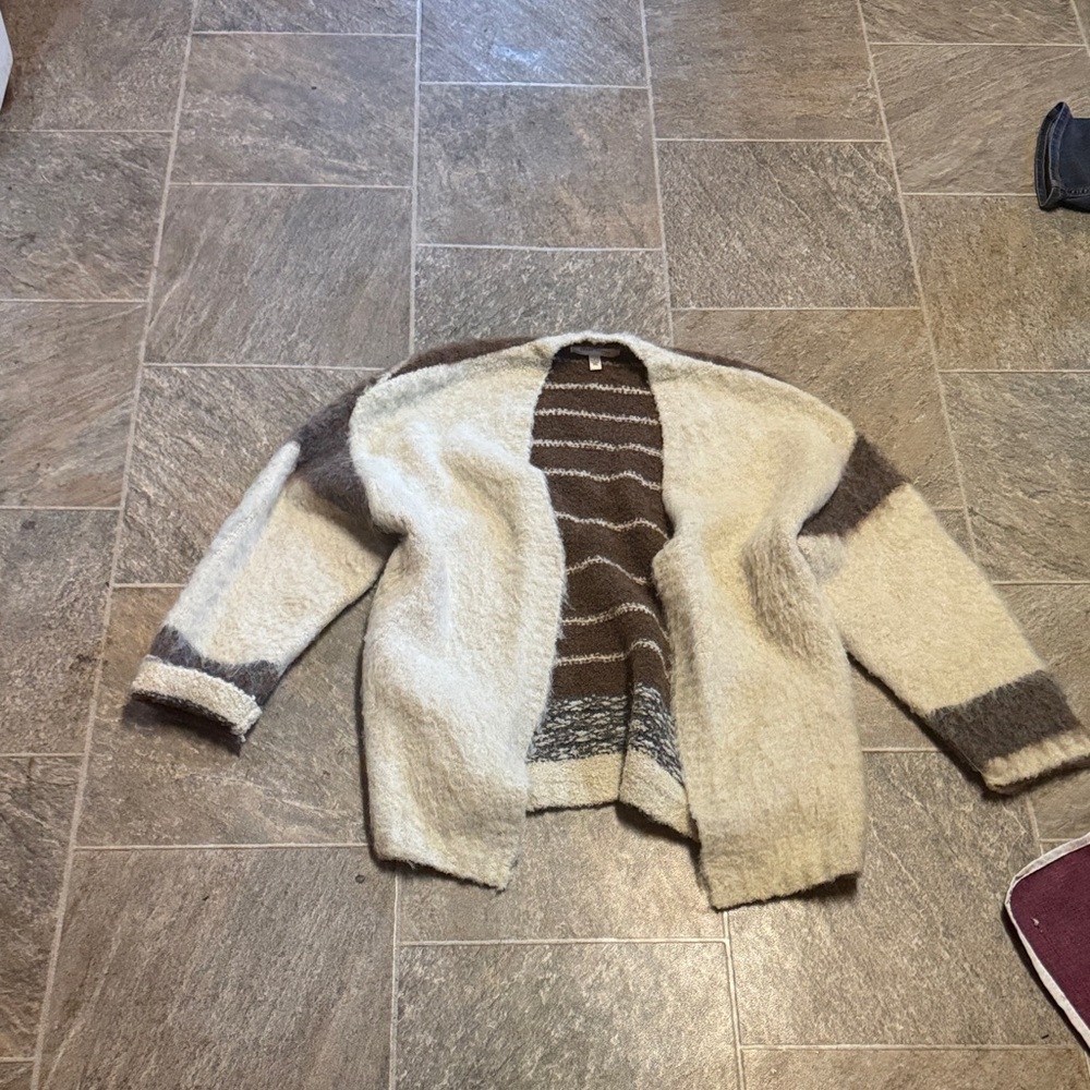 Elegant Beige and Brown Women's Cardigan